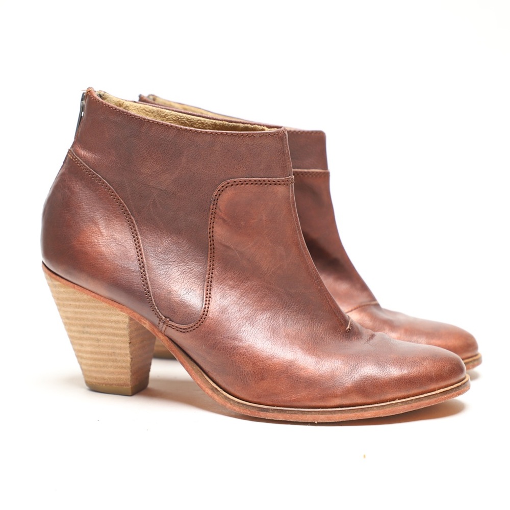 J Shoes Anthropologie Belgrave Ankle Boots Reddish Leather Size 10